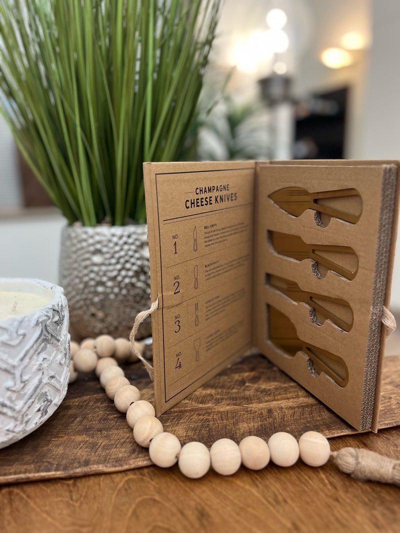 Champagne Cheese Knives Book Box