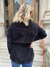 Black Knit Elastic Waist Jacket