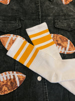 Gold Striped Varsity Crew Socks