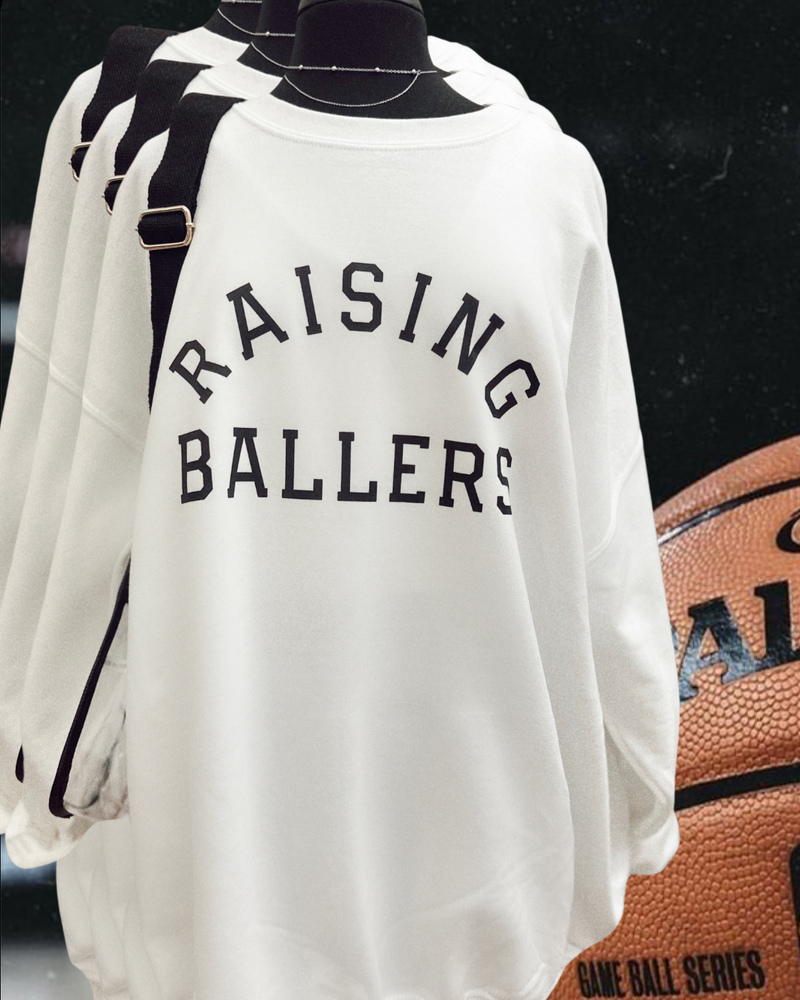 White Raising Ballers Crewneck Sweatshirt