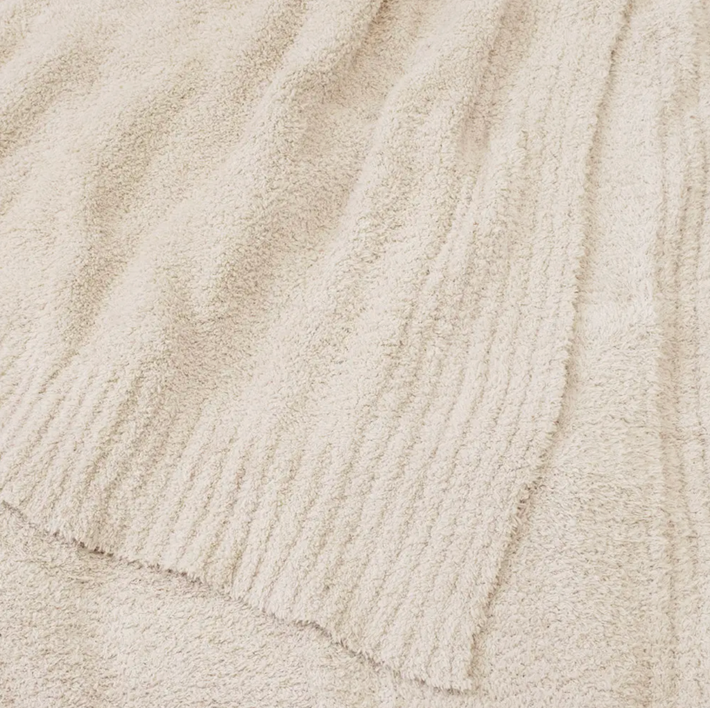 Cream 80"x60" Buttery Soft Fluffy Knit Blanket