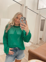Green Star Fishnet Sweater