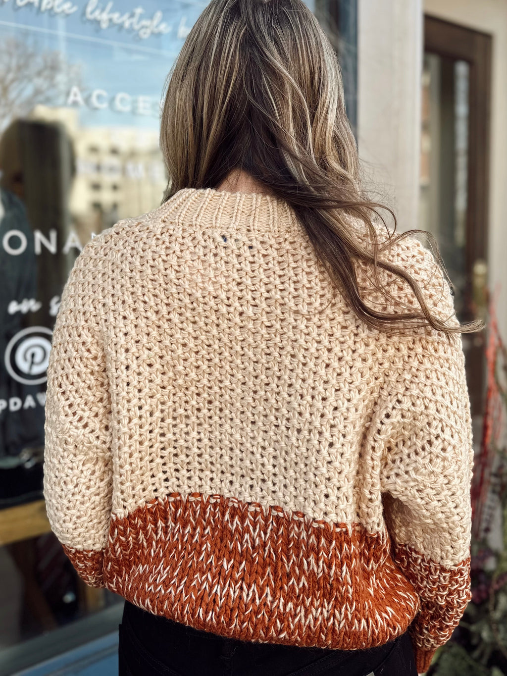 Rust/Tan Chunky Knit Sweater