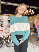 Teal French Terry Colorblock Sweatshirt
