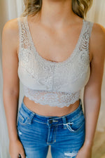 Harbor Grey Padded Lace Bralette