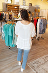 Ivory SS Raw Detail V-Neck Top