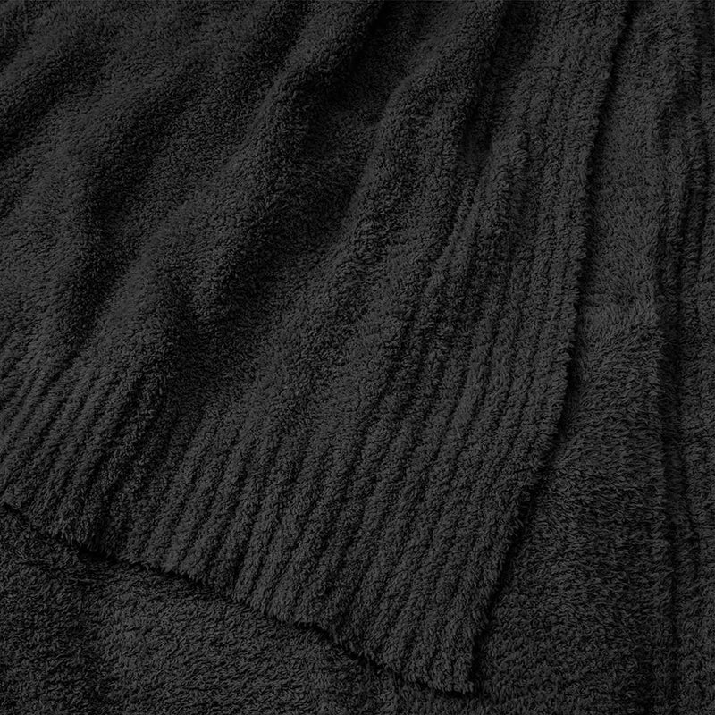 Black 50"x60" Buttery Soft Fluffy Knit Blanket