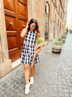Black and White Checkered Tiered Dress