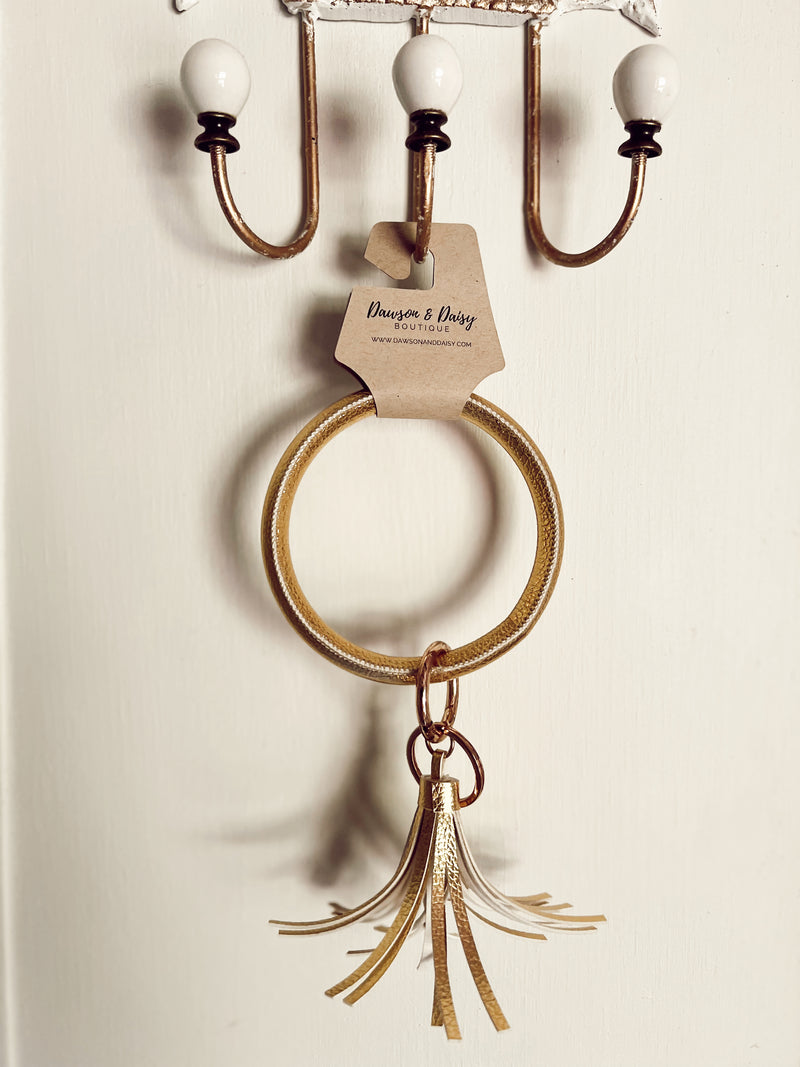 Gold Leather Key Ring