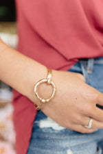 Gold Circle Hinged Bracelet