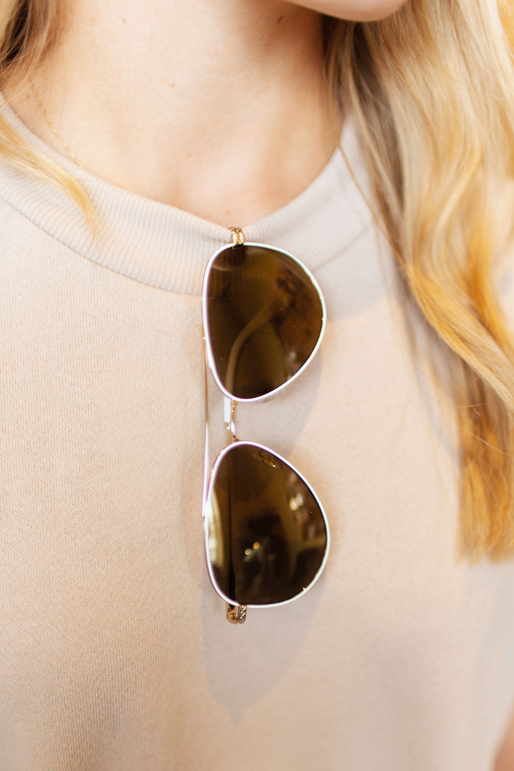 White Frame // Gold Lens // Aviator Sunglasses