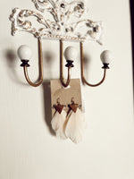 Ivory Feather Gold Triangle Earrings