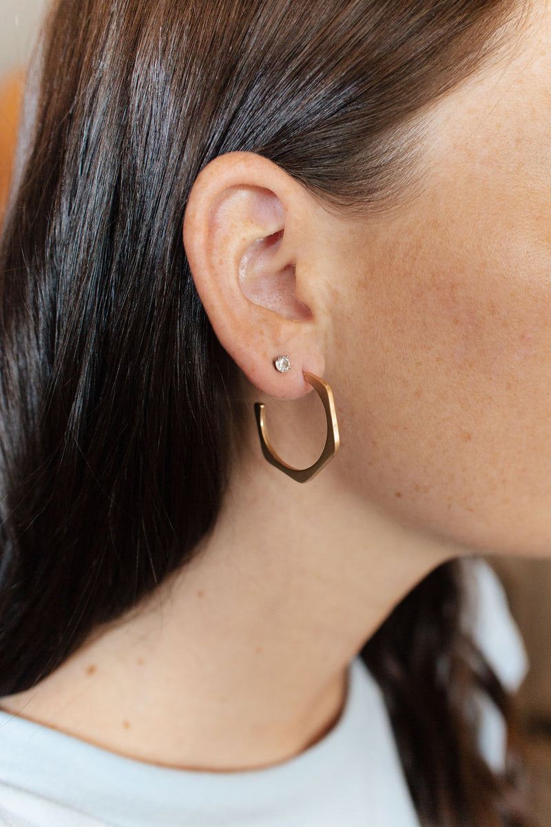 Matte Gold Geometric Hoop .25" Earrings