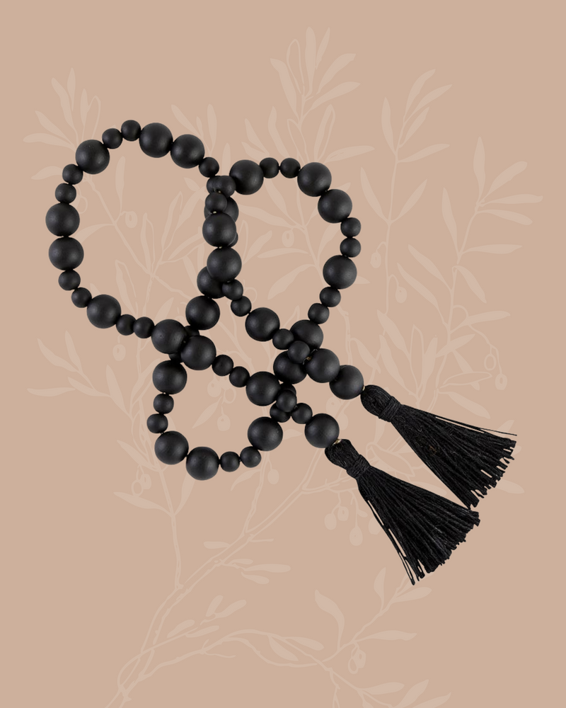 54" L Wood Beads - Black