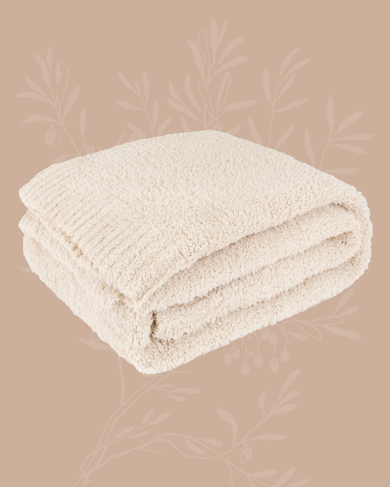 Cream Buttery Soft Fluffy Knit Blanket