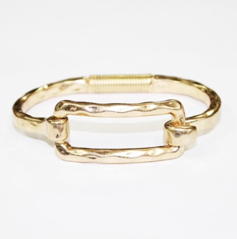 Gold Rectangle Hinged Bracelet