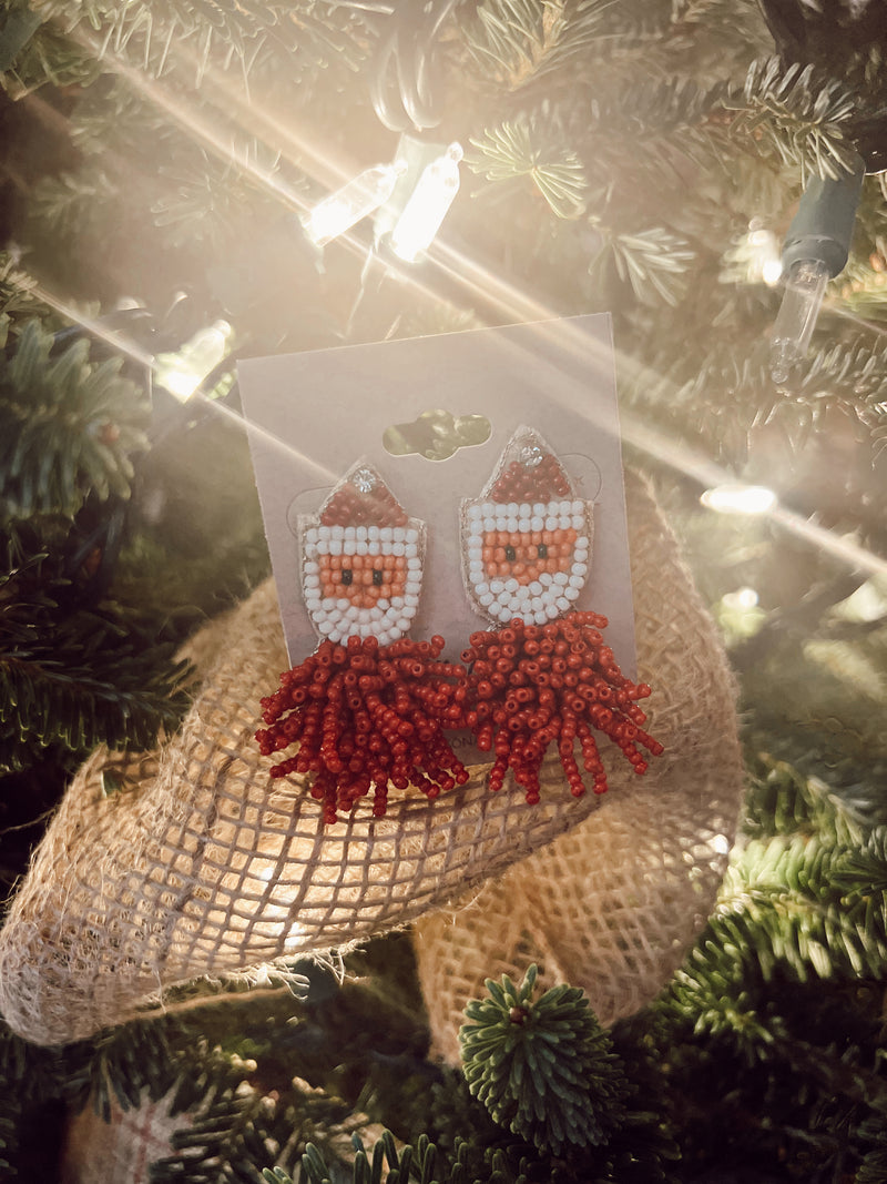 Santa Tassel Bead Earrings