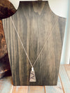 Brown Snake Print Leather and Gold Triangle 34" Necklace