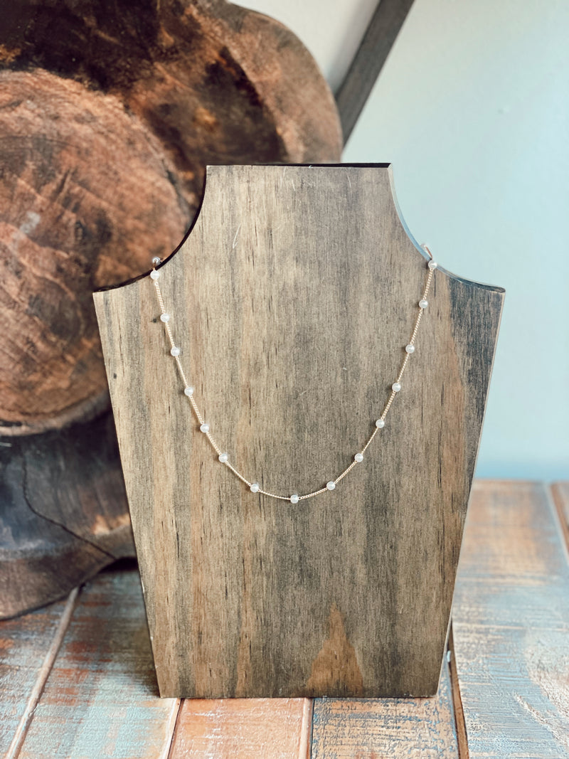 Ball Pearl & Thin Chain Combination 16" Necklace
