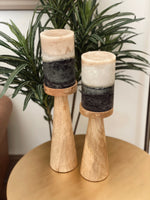 XL Candle Holder Wood Pillar 12"H Natural