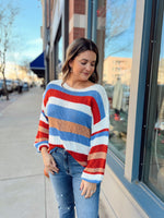 Multicolor Stripe Round Neck Knit Sweater