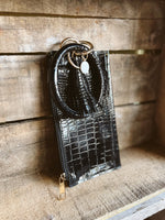 Black Croc Inspired Key Ring Wallet