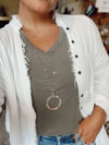 Rose/Champagne Crystal Open Circle 32" Necklace