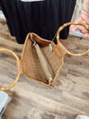 Brown Bamboo Handle Tote Bag