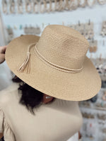 Tan Sun Hat with Braided Tassel
