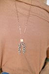 Gold Chain with Cheetah Print U Shape 32" Necklace