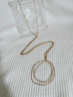 Gold and Silver Layered Geometric Circle 32" Necklace
