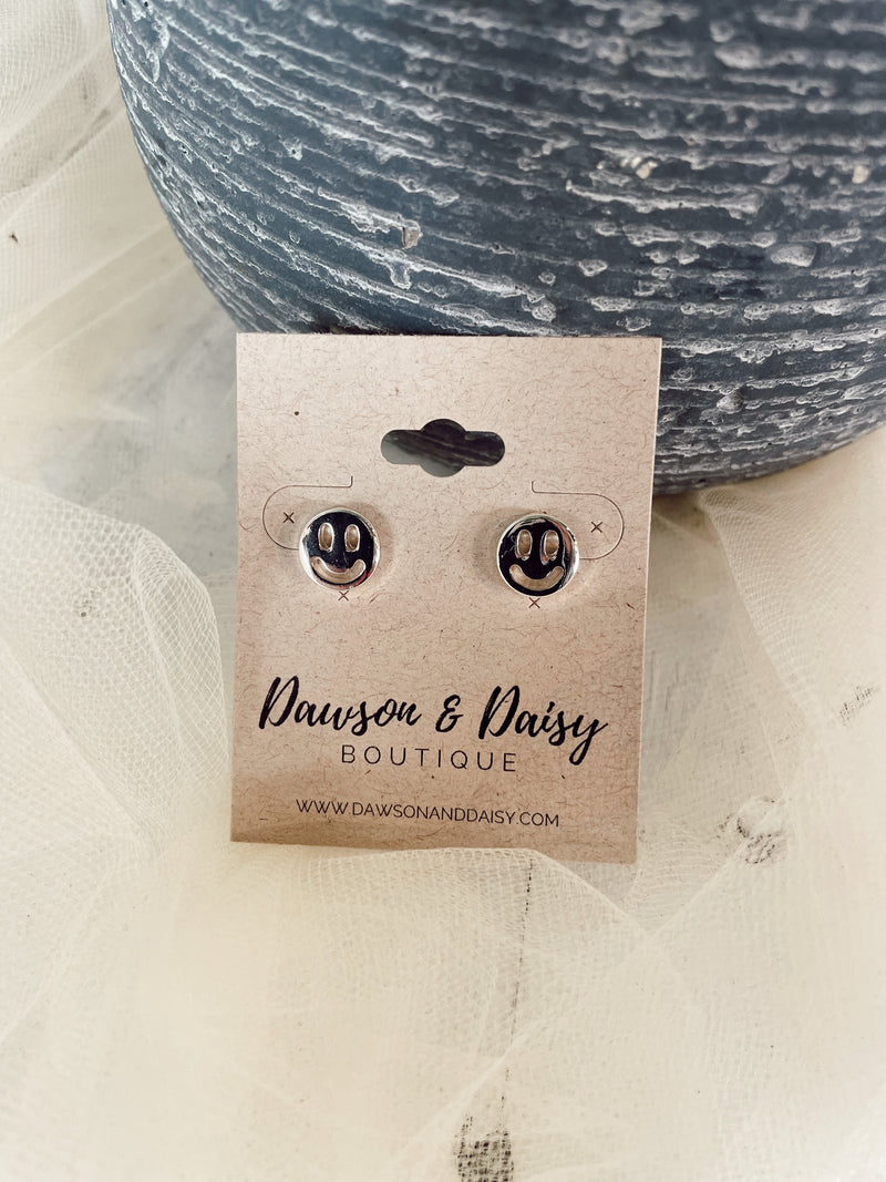 Silver Small Smile Stud Earring