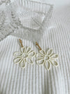 White Rubber Coated Metal Flower 2" Drop Earring