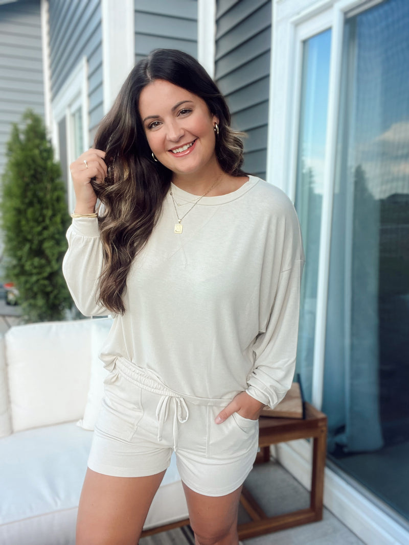 White Sand Comfy Oversized Top and Shorts Set