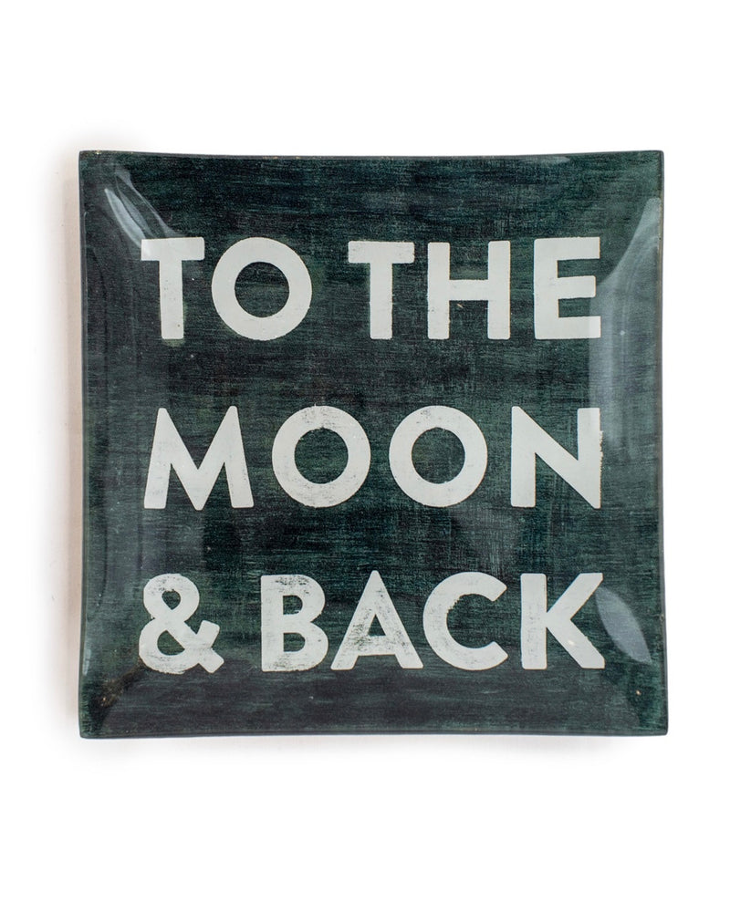 Square Decoupage Plate - To the Moon & Back